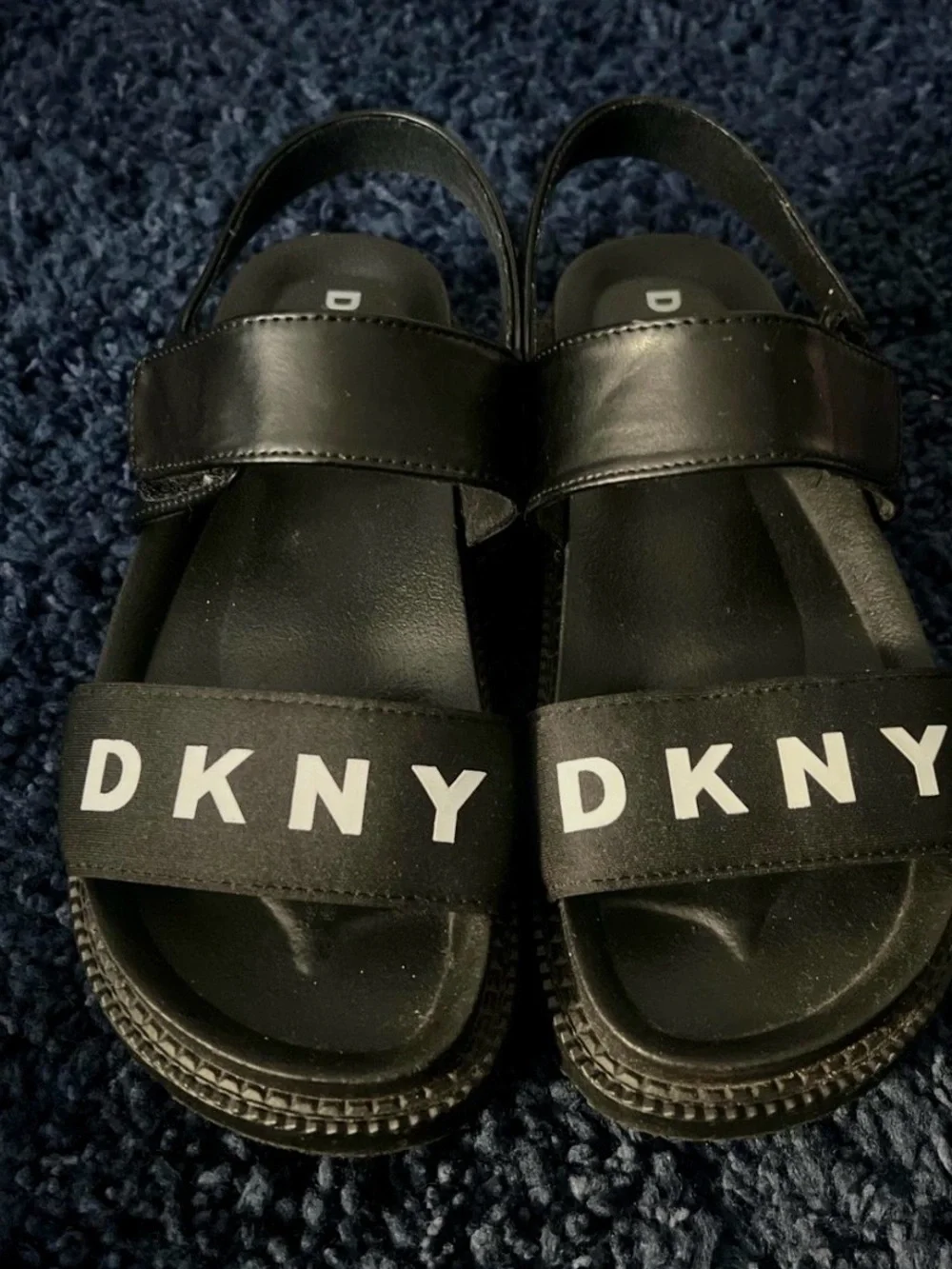 DKNY Black Kids Logo Strap Sandals
